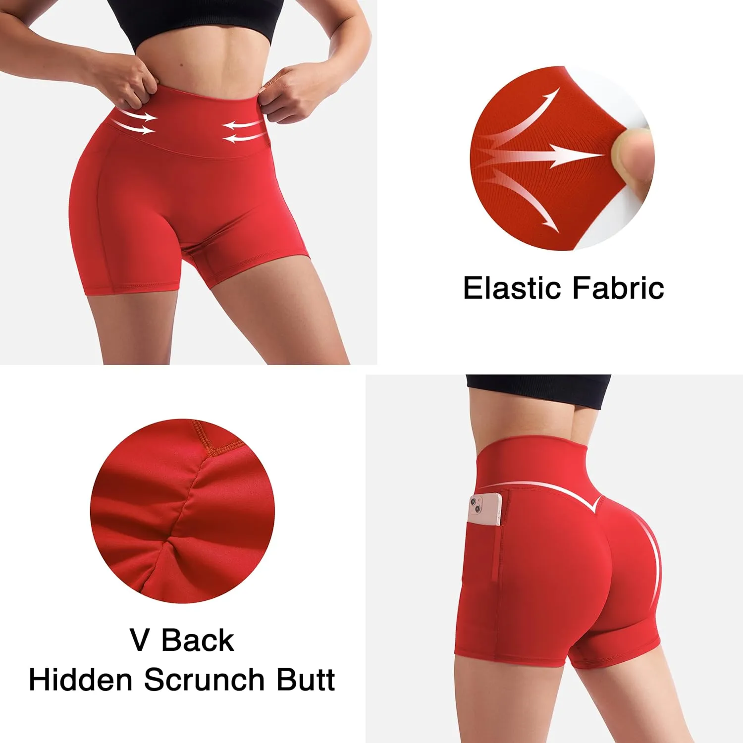 RXRXCOCO Cross Back Workout Sets for Women 2 Piece Padded Halter Tank Tops Hidden Scrunch Butt Booty Shorts with Pockets