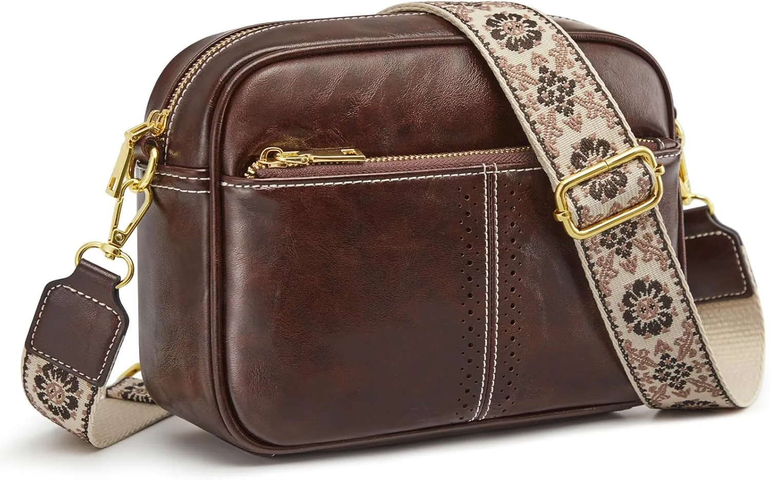 S-ZONE Crossbody Bags for Women Vegan Leather Purses Shoulder Handbag with Adjustable Strap
