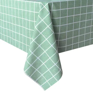 sancua Checkered Vinyl Rectangle Tablecloth - 52 x 70 Inch - 100% Waterproof Oil Proof Spill Proof PVC Table Cloth, Wipe Clean Table Cover for Dining Tables, Buffet Parties, Green Checkered