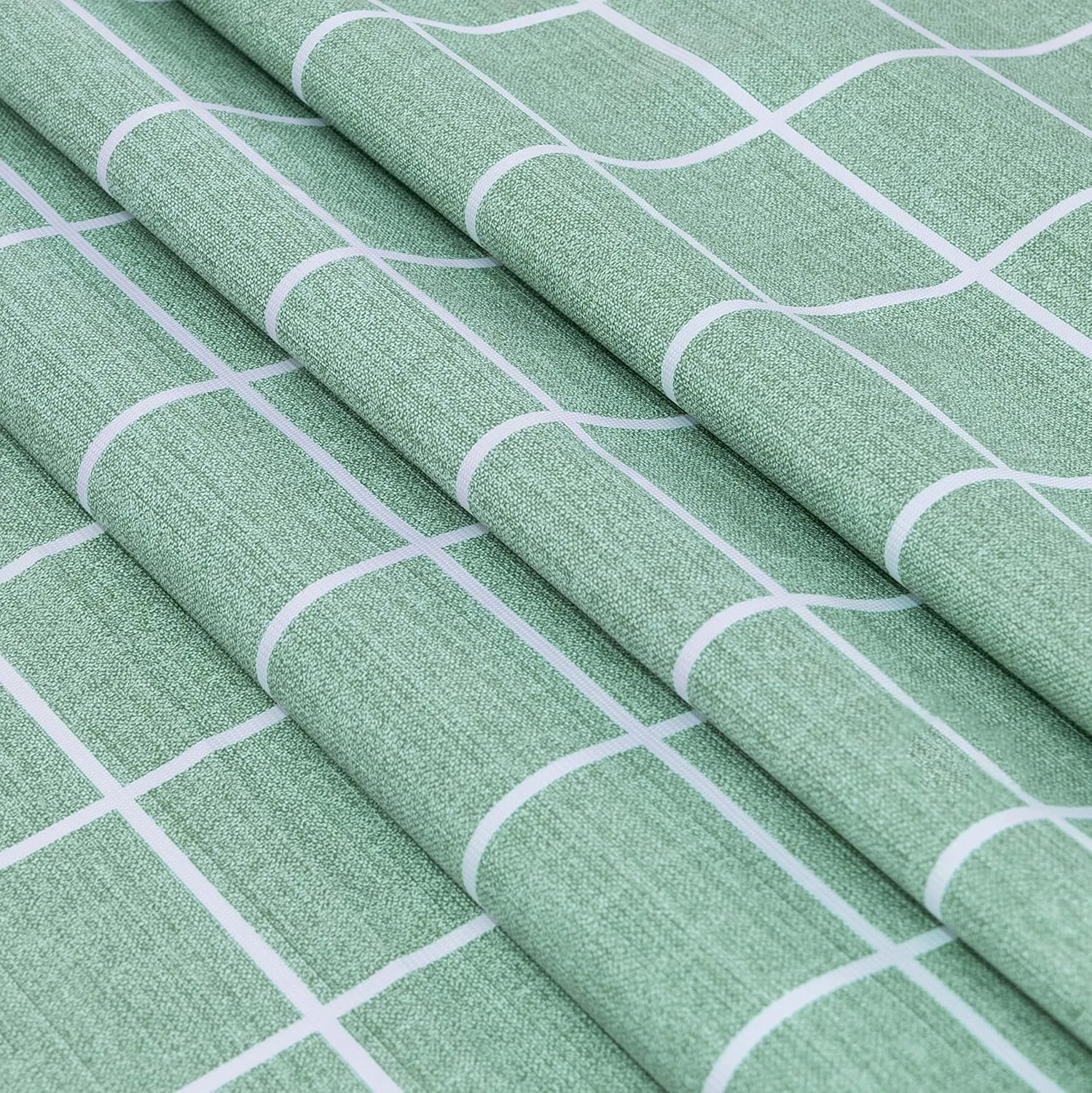 sancua Checkered Vinyl Rectangle Tablecloth - 52 x 70 Inch - 100% Waterproof Oil Proof Spill Proof PVC Table Cloth, Wipe Clean Table Cover for Dining Tables, Buffet Parties, Green Checkered