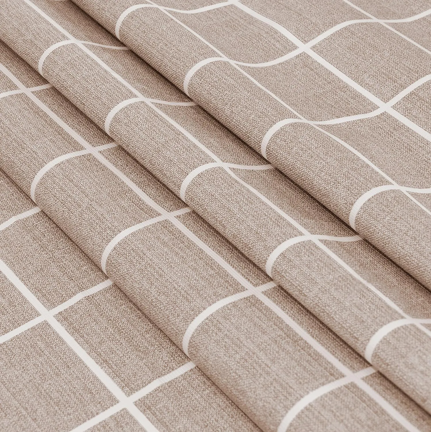 sancua Checkered Vinyl Rectangle Tablecloth - 52 x 70 Inch - 100% Waterproof Oil Proof Spill Proof PVC Table Cloth, Wipe Clean Table Cover for Dining Tables, Buffet Parties, Khaki Checkered