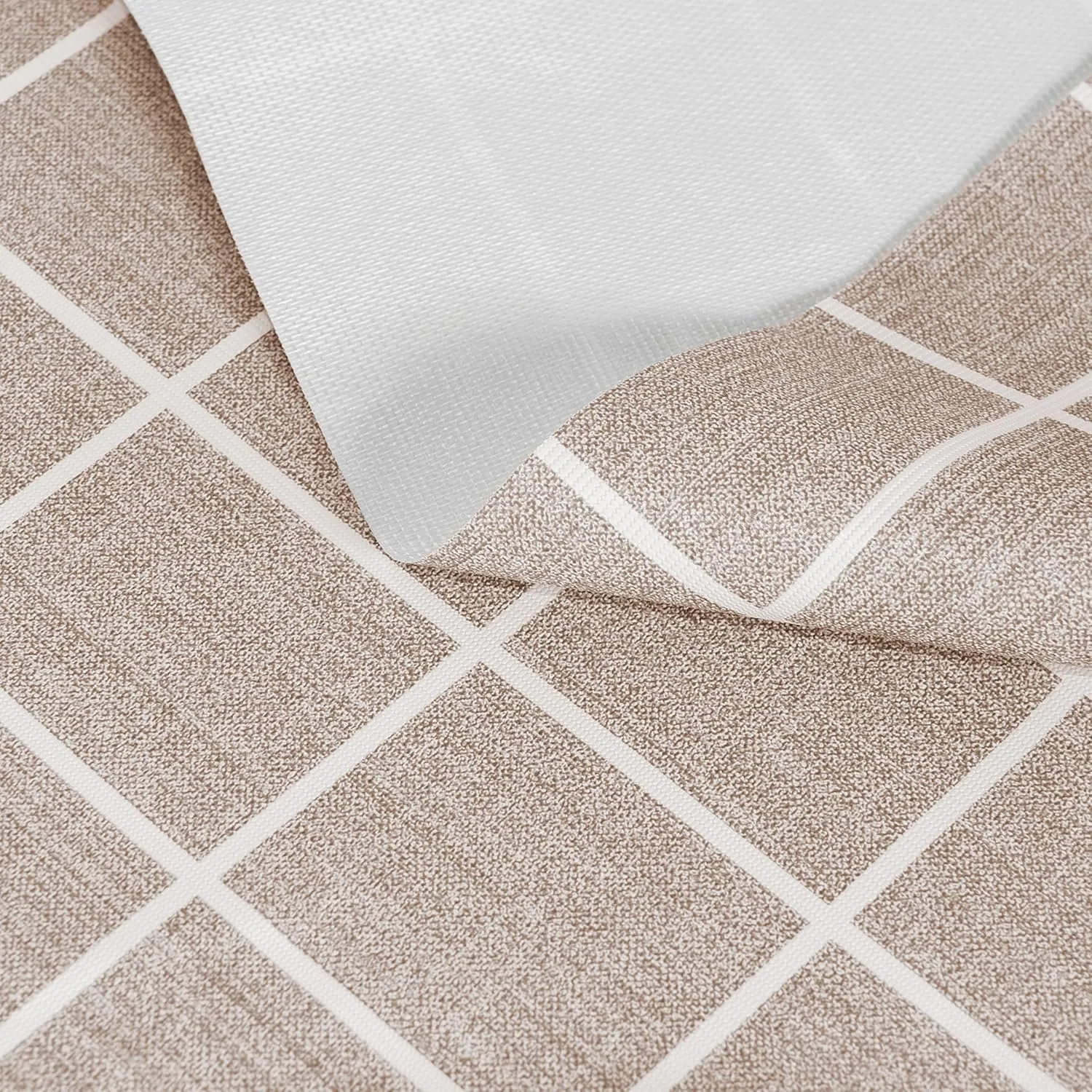 sancua Checkered Vinyl Rectangle Tablecloth - 52 x 70 Inch - 100% Waterproof Oil Proof Spill Proof PVC Table Cloth, Wipe Clean Table Cover for Dining Tables, Buffet Parties, Khaki Checkered