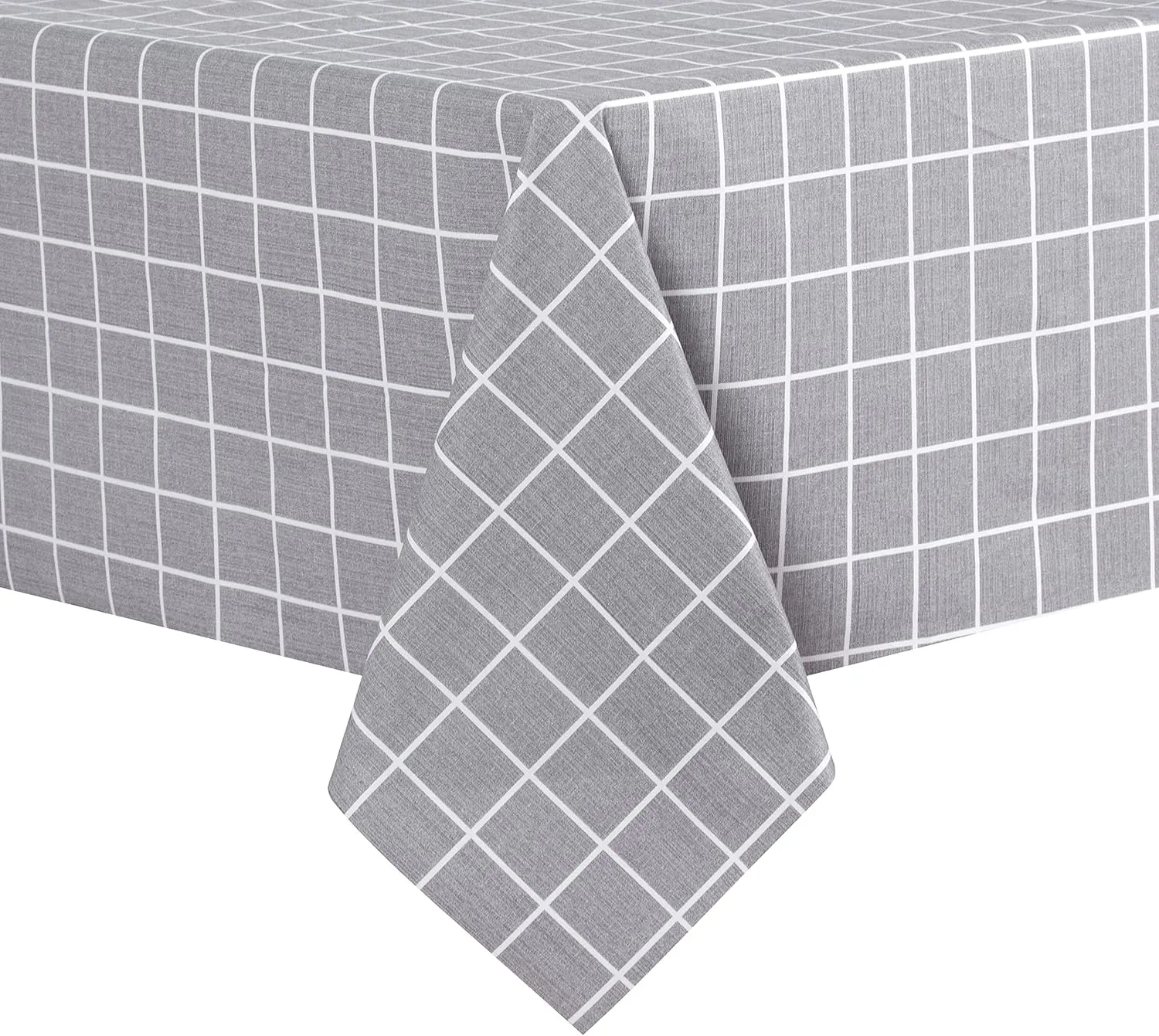 sancua Checkered Vinyl Rectangle Tablecloth - 60 x 84 Inch - 100% Waterproof Oil Proof Spill Proof PVC Table Cloth, Wipe Clean Table Cover for Dining Tables, Buffet Parties and Camping, Grey