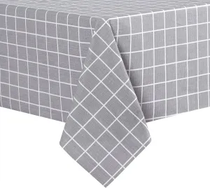 sancua Checkered Vinyl Rectangle Tablecloth - 60 x 84 Inch - 100% Waterproof Oil Proof Spill Proof PVC Table Cloth, Wipe Clean Table Cover for Dining Tables, Buffet Parties and Camping, Grey