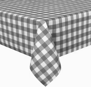 sancua Checkered Vinyl Rectangle Tablecloth, 60 x 84 Inch, 100% Waterproof Oil Proof Spill Proof PVC Table Cloth, Wipe Clean Table Cover for Dining Tables, Buffet Parties, Grey and White
