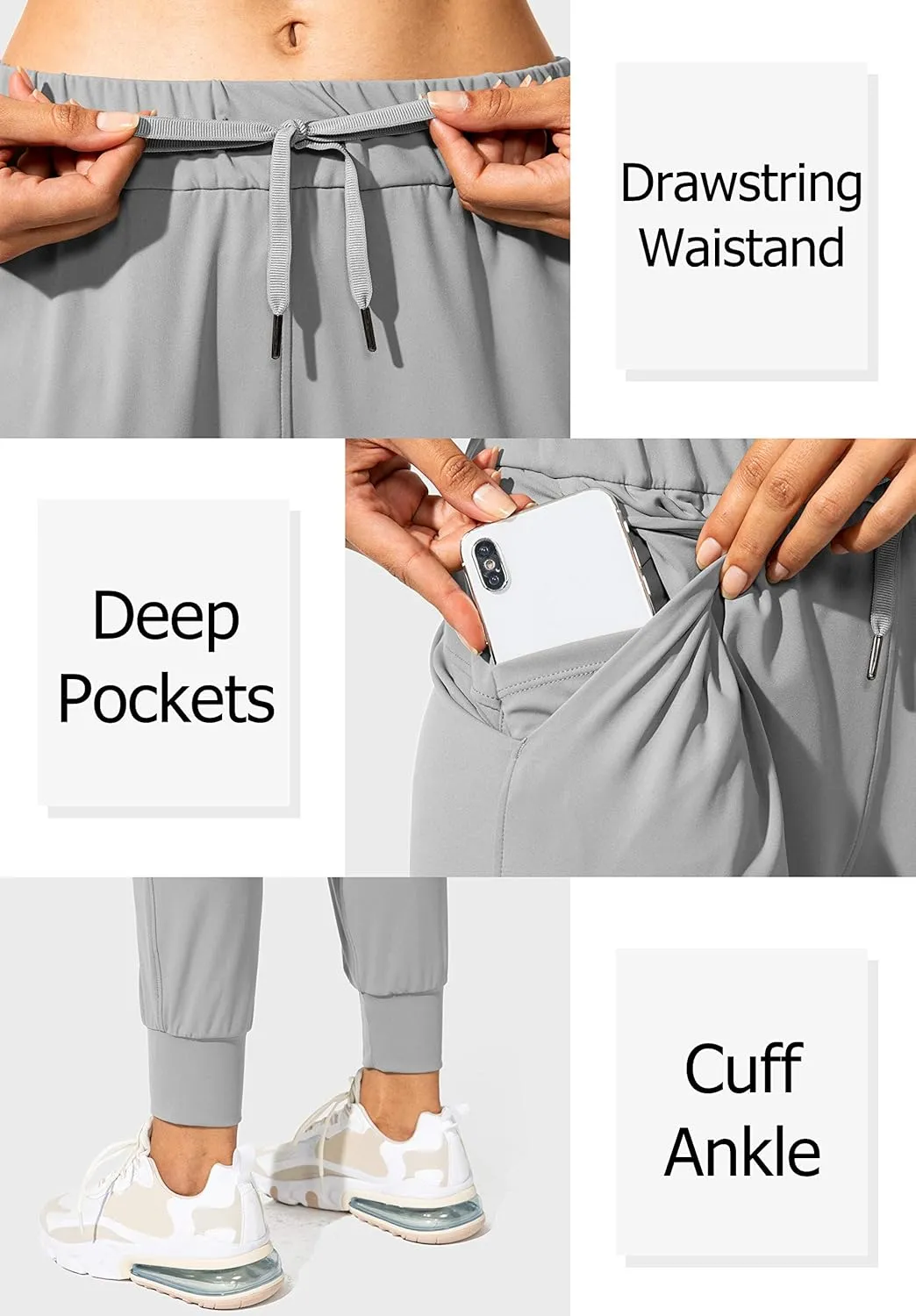 SANTINY Women's Joggers Pants Pockets Drawstring Running Sweatpants for Women Lounge Workout Jogging