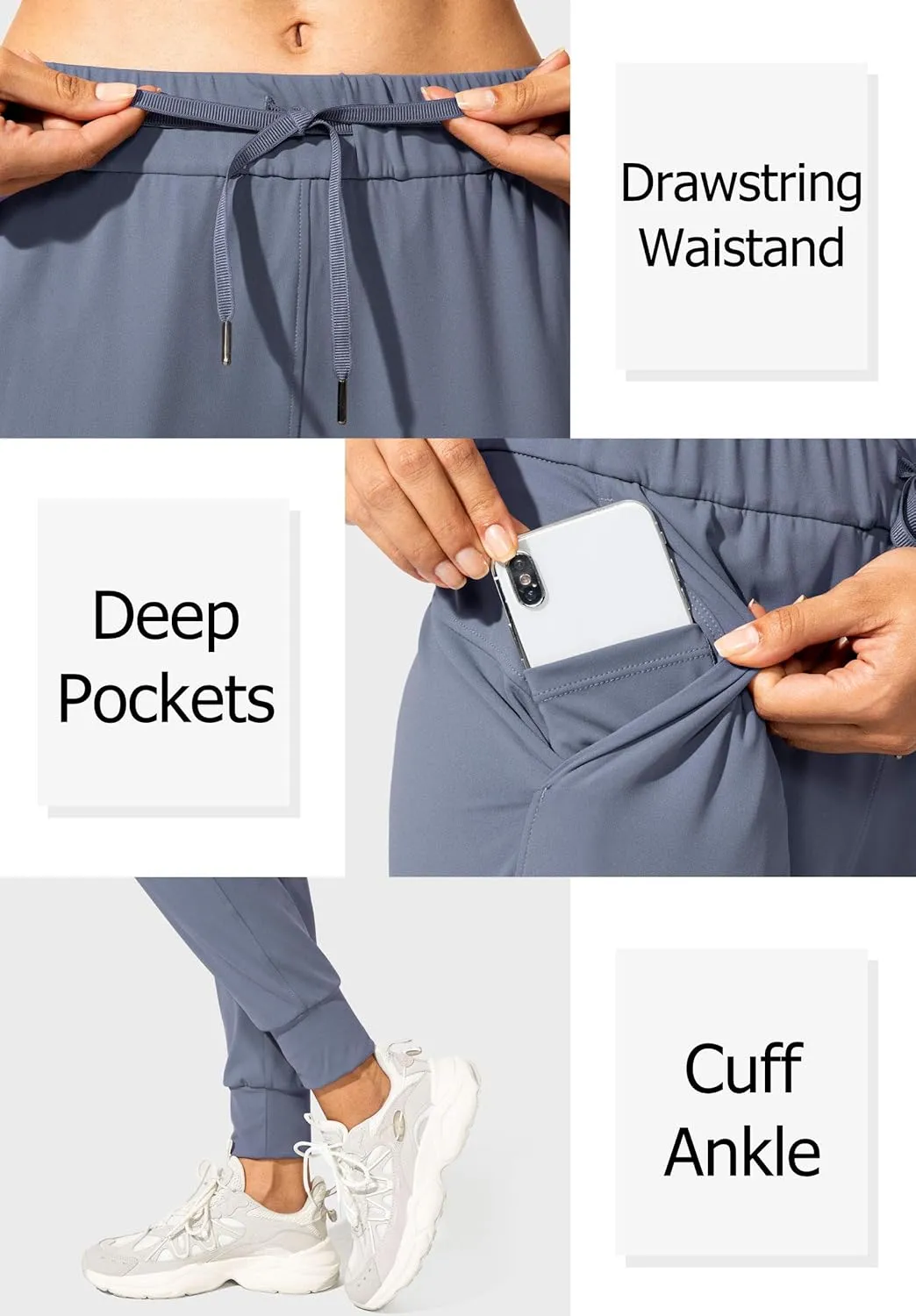 SANTINY Women's Joggers Pants Pockets Drawstring Running Sweatpants for Women Lounge Workout Jogging
