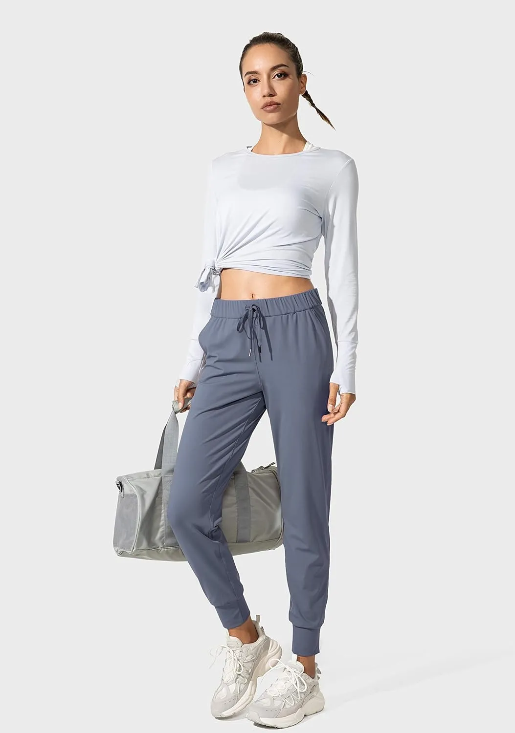 SANTINY Women's Joggers Pants Pockets Drawstring Running Sweatpants for Women Lounge Workout Jogging
