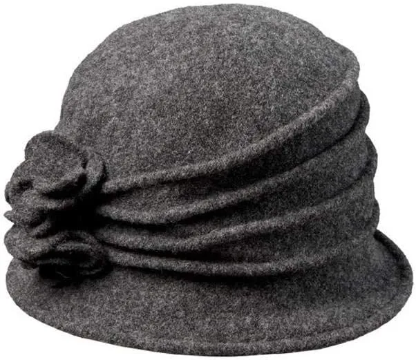 Scala Women's Boiled Wool Cloche with Rosettes