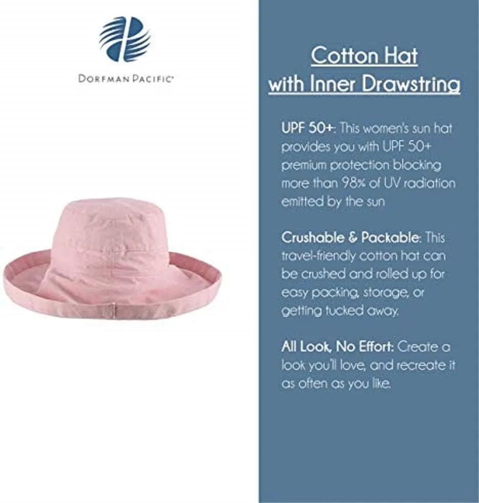 Scala Women's Cotton Hat with Inner Drawstring and Upf 50  Rating