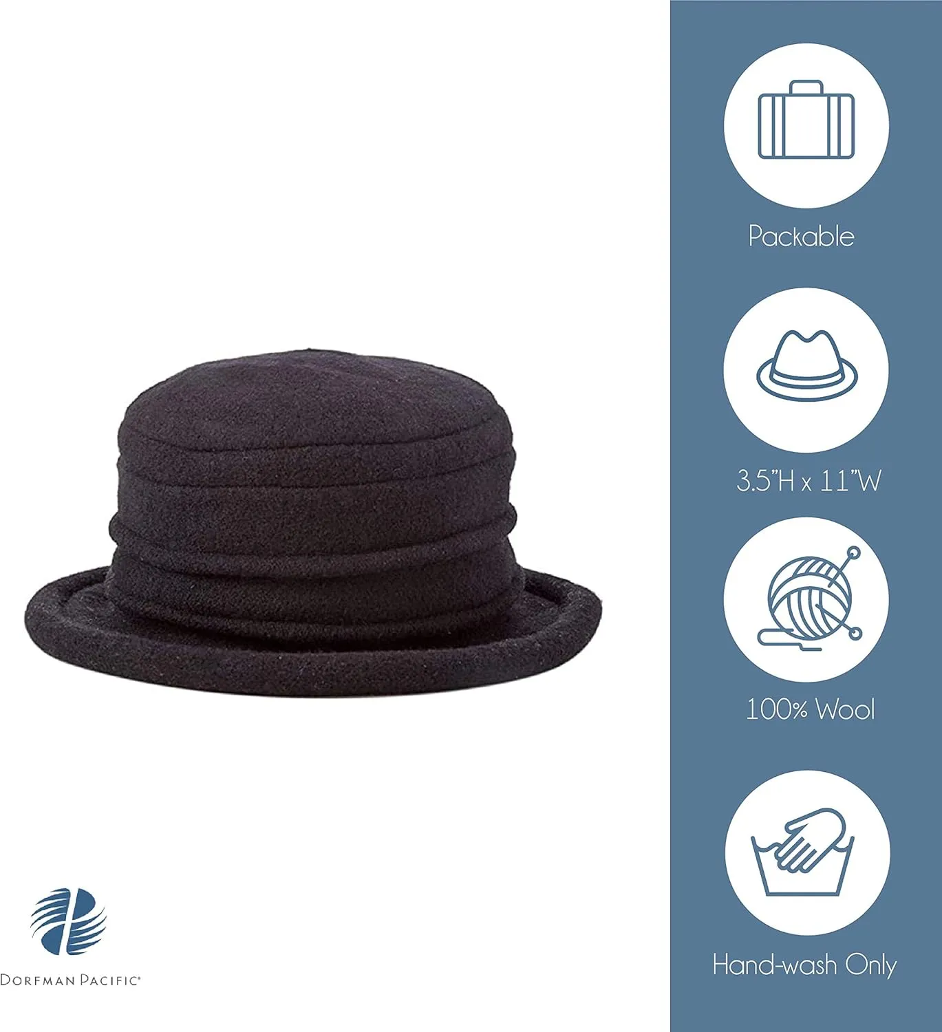 Scala Women's Packable Boiled Wool Cloche