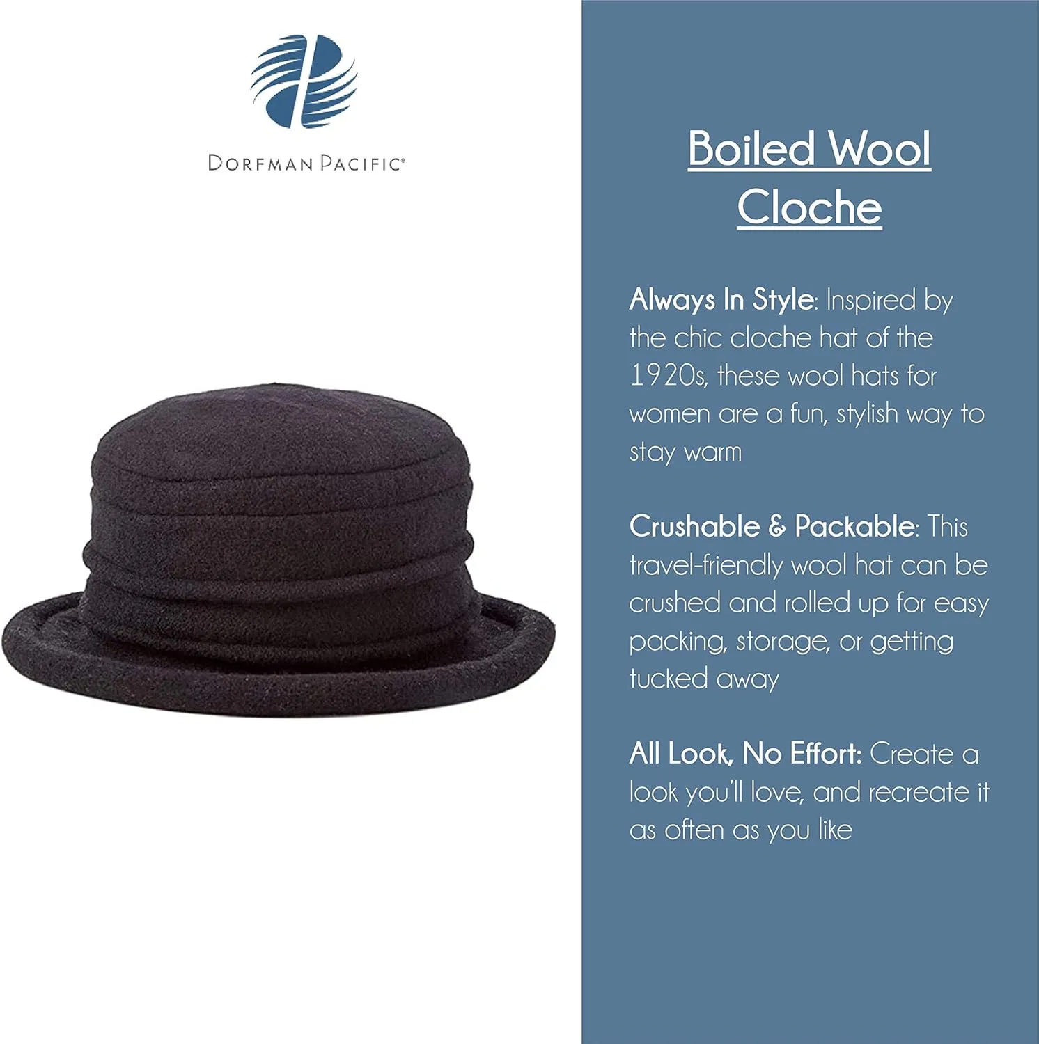 Scala Women's Packable Boiled Wool Cloche