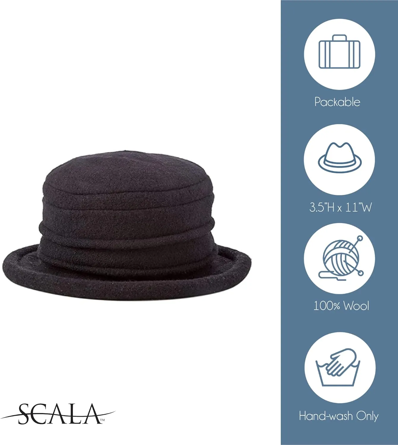 Scala Women's Packable Boiled Wool Cloche