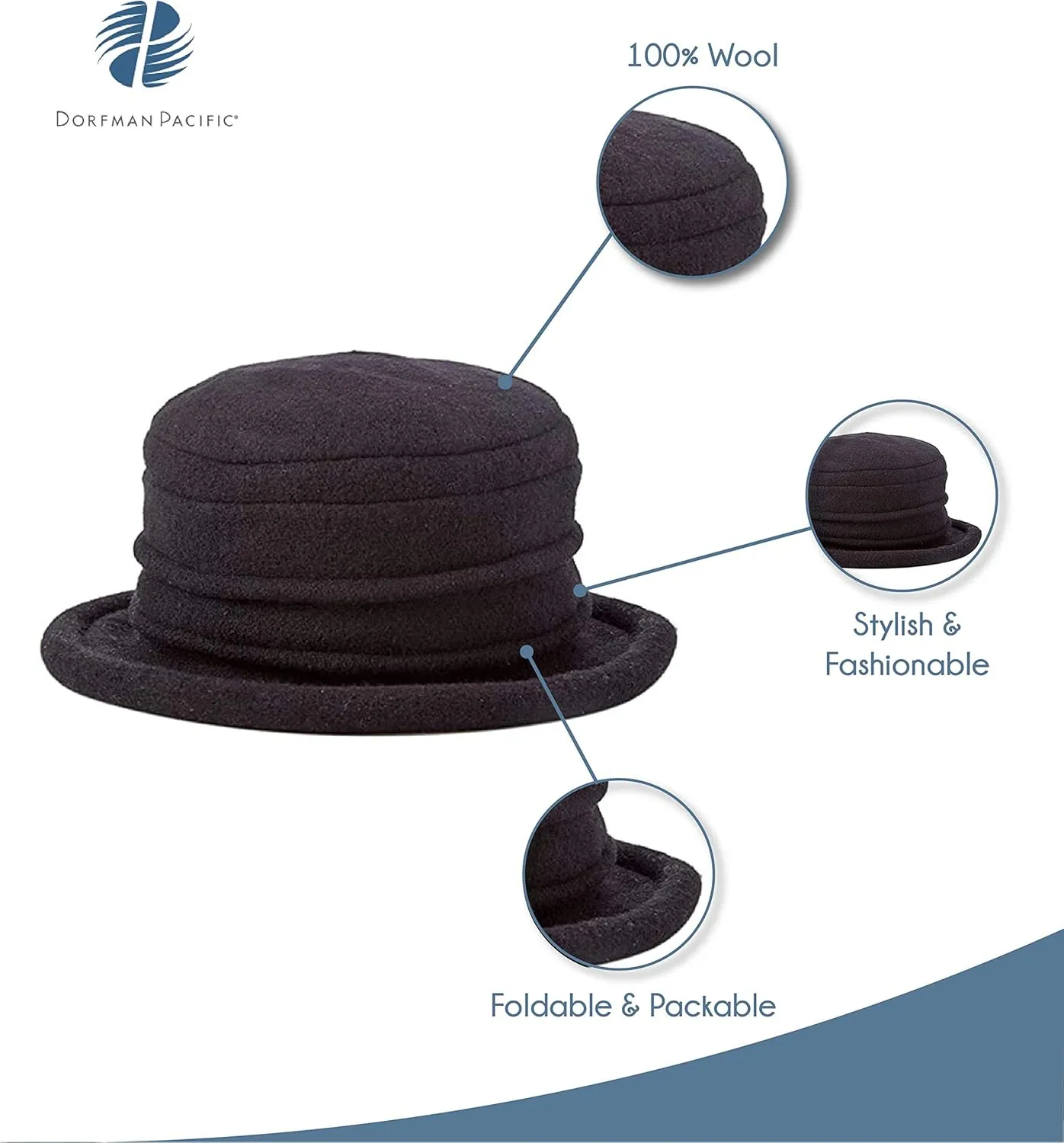 Scala Women's Packable Boiled Wool Cloche