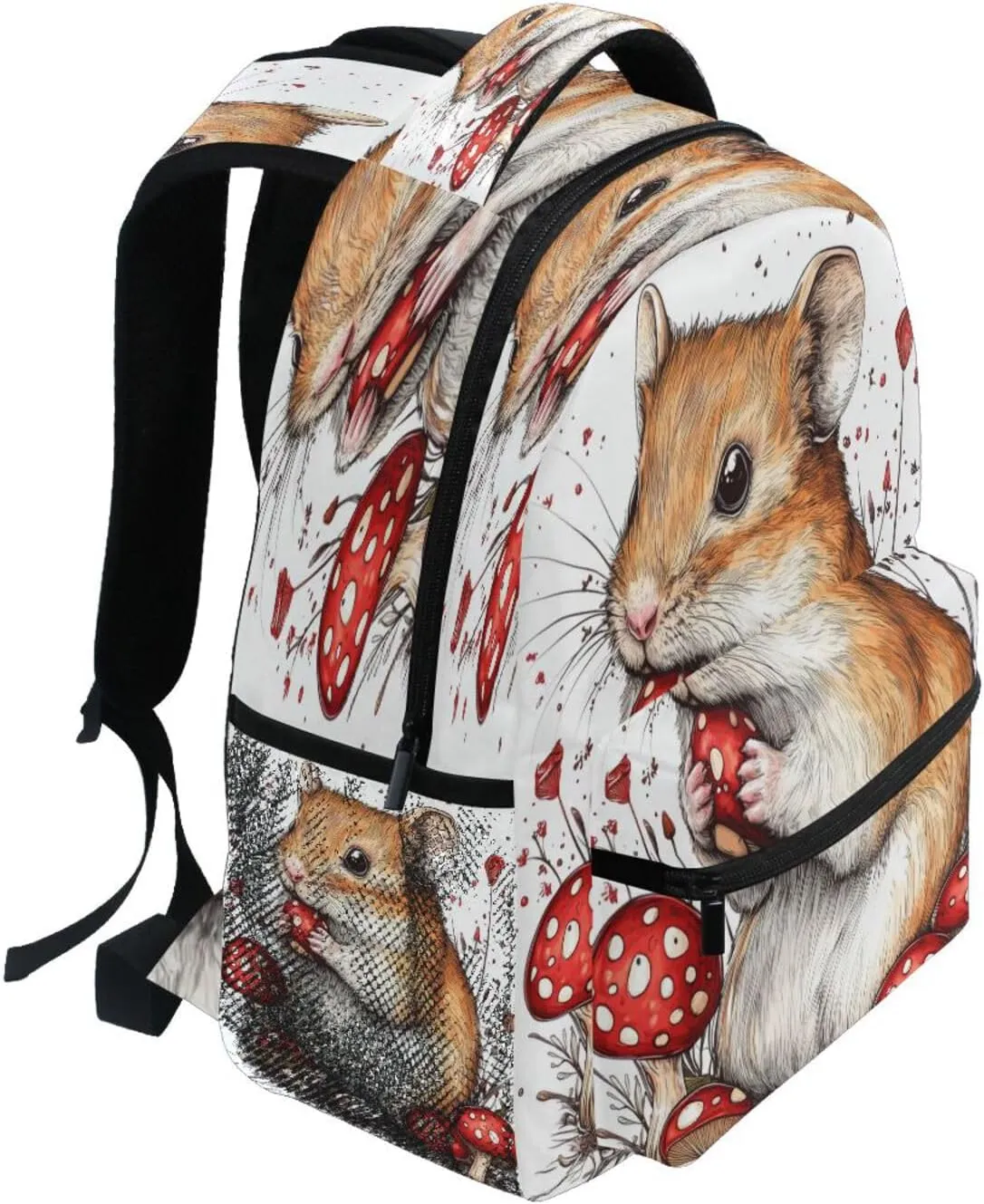 School Backpack for Teacher Nurse Waterproof Travel Laptop Backpack with Chest Strap for Business Work College Travel Trip Aesthetic Hamster animal White