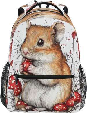 School Backpack for Teacher Nurse Waterproof Travel Laptop Backpack with Chest Strap for Business Work College Travel Trip Aesthetic Hamster animal White