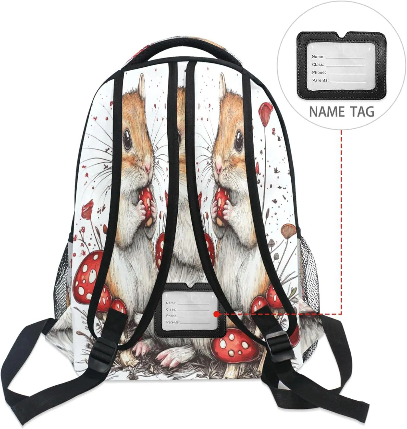 School Backpack for Teacher Nurse Waterproof Travel Laptop Backpack with Chest Strap for Business Work College Travel Trip Aesthetic Hamster animal White