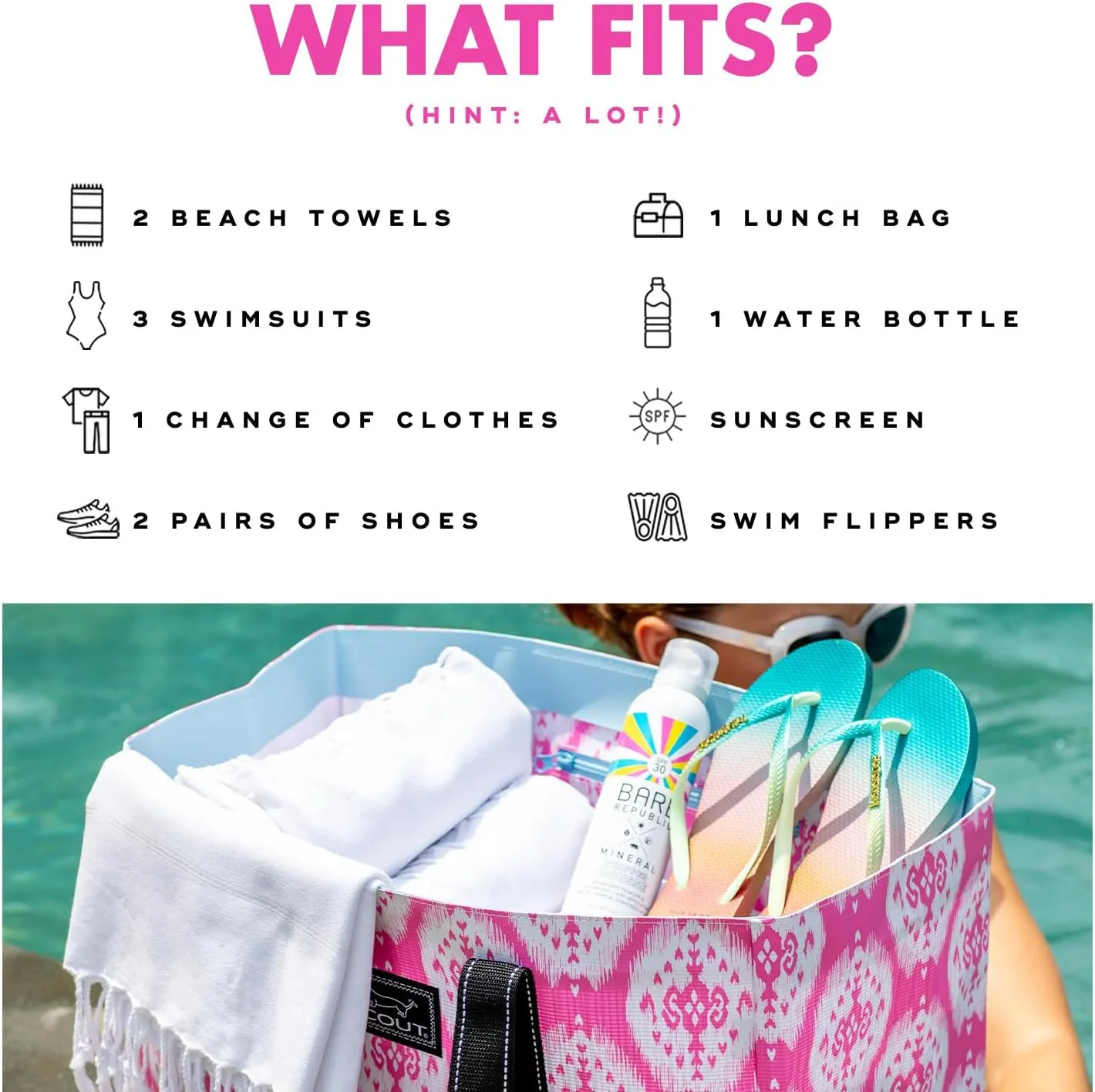 SCOUT Original Deano - Large Utility Tote - Open Top Beach, Pool, Work, Shopping Bag