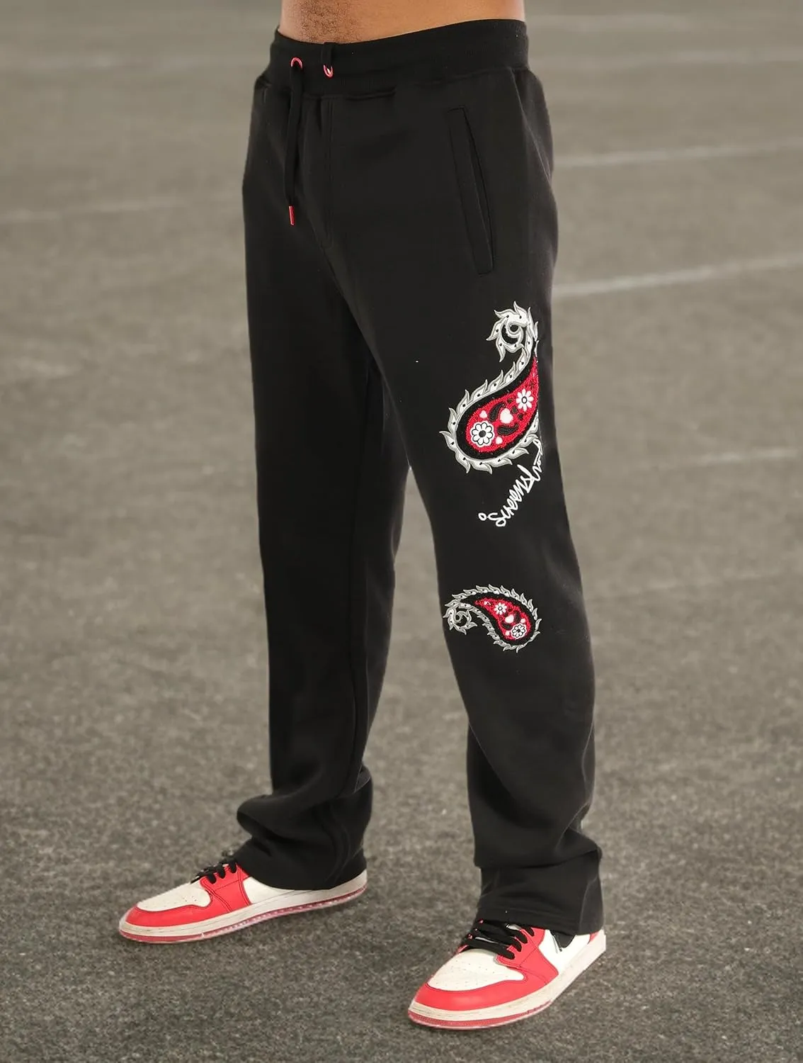 SCREENSHOT Fleece Pants 3202 Mens Streetwear Urban Fit Fleece Pants - Stacked Flare Sweatpants Ribbed Wasteband Drawstring