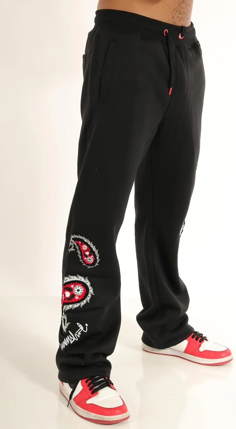 SCREENSHOT Fleece Pants 3202 Mens Streetwear Urban Fit Fleece Pants - Stacked Flare Sweatpants Ribbed Wasteband Drawstring