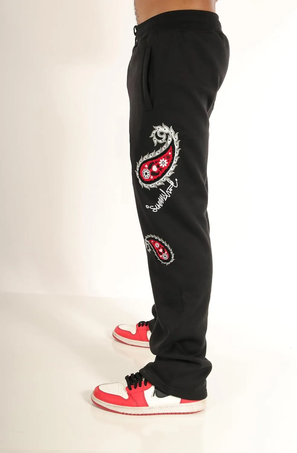 SCREENSHOT Fleece Pants 3202 Mens Streetwear Urban Fit Fleece Pants - Stacked Flare Sweatpants Ribbed Wasteband Drawstring
