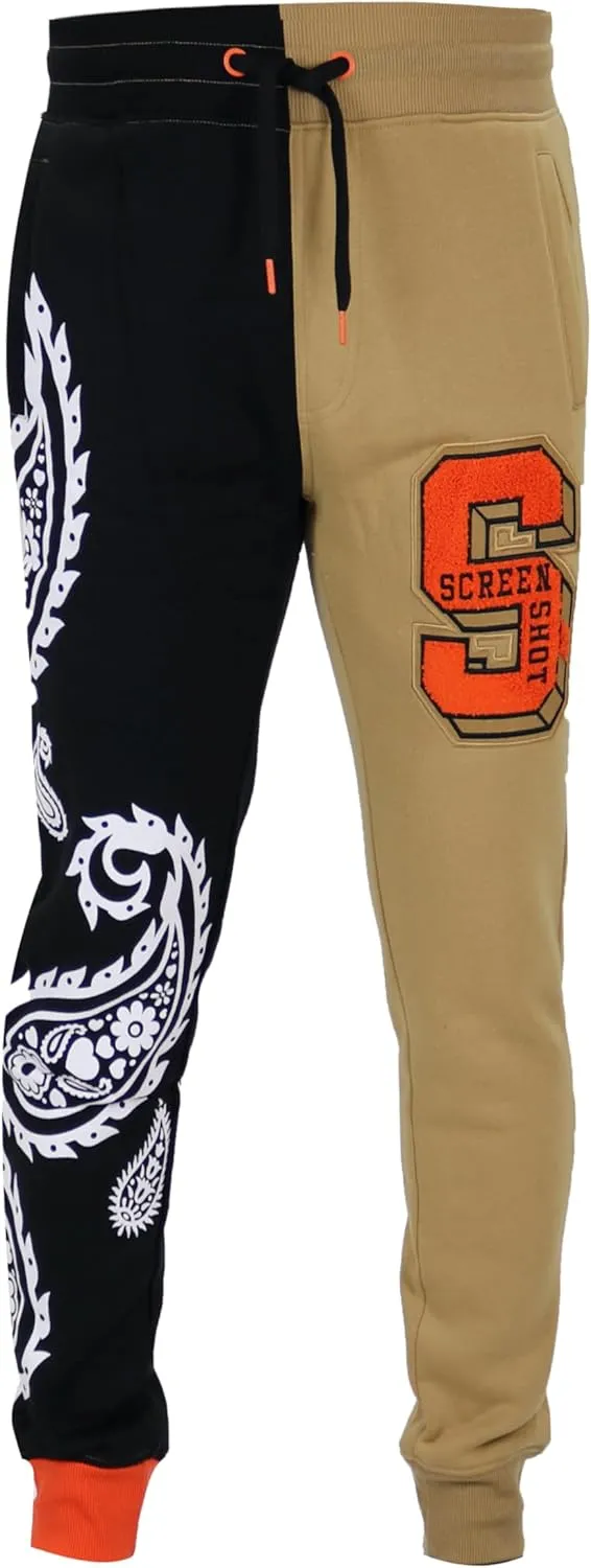 SCREENSHOT Fleece Pants 3202 Mens Streetwear Urban Fit Fleece Pants - Stacked Flare Sweatpants Ribbed Wasteband Drawstring