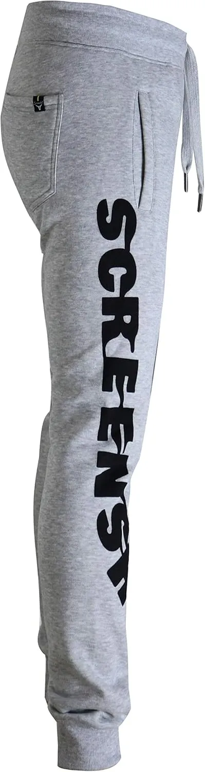 SCREENSHOT Mens Hip Hop Premium Classic Fit Urban Fleece Pants - Street Fashion Sweatpants Ribbed Wasteband with Drawstring