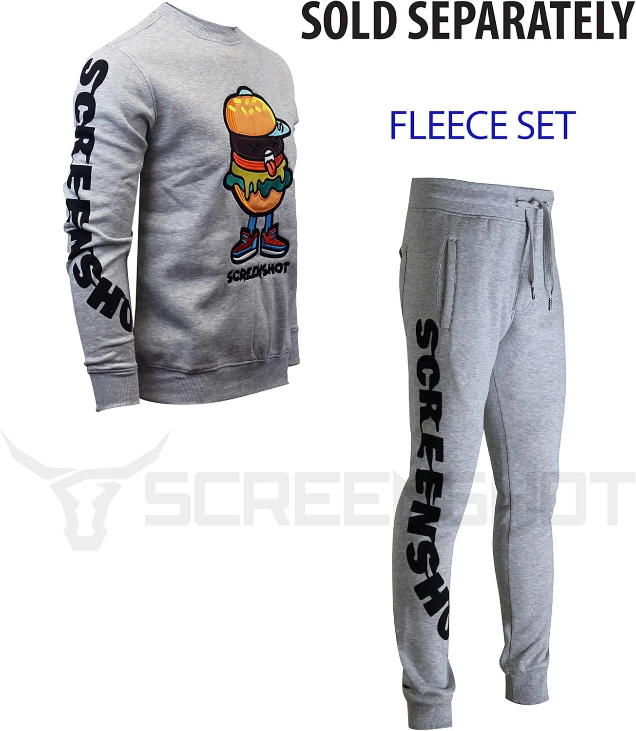 SCREENSHOT Mens Hip Hop Premium Classic Fit Urban Fleece Pants - Street Fashion Sweatpants Ribbed Wasteband with Drawstring