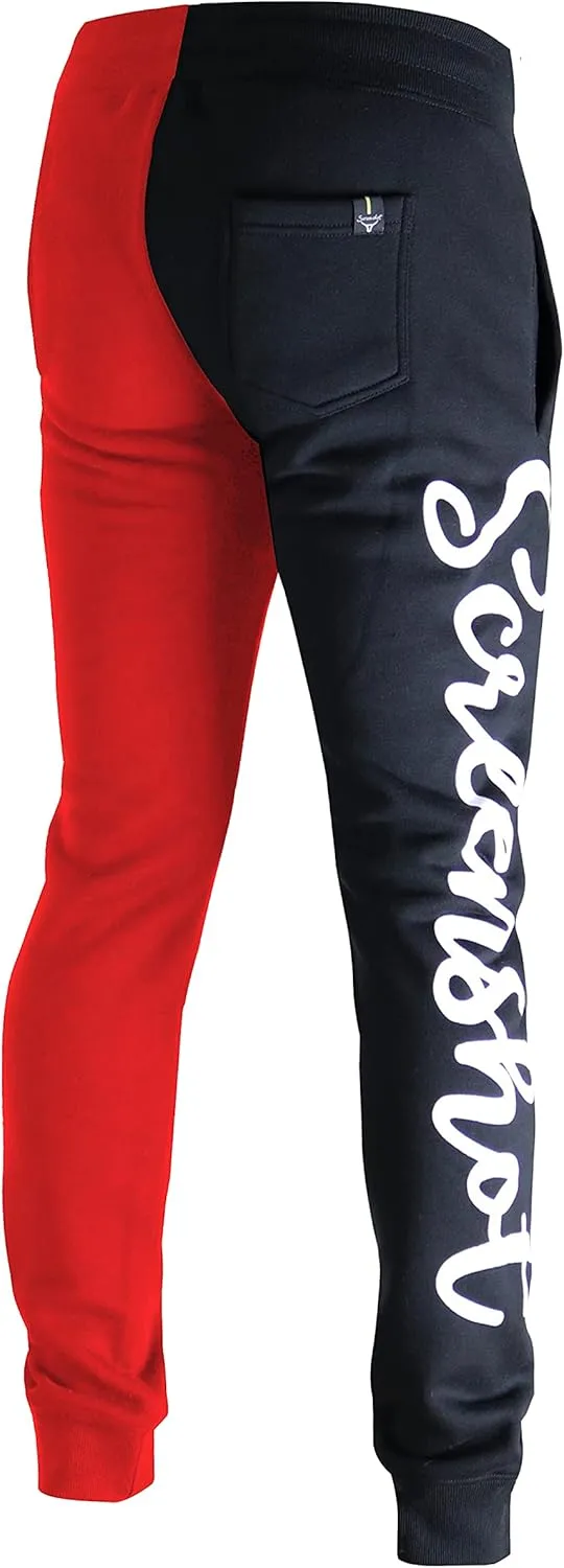 SCREENSHOT Mens Hip Hop Premium Classic Fit Urban Fleece Pants - Street Fashion Sweatpants Ribbed Wasteband with Drawstring