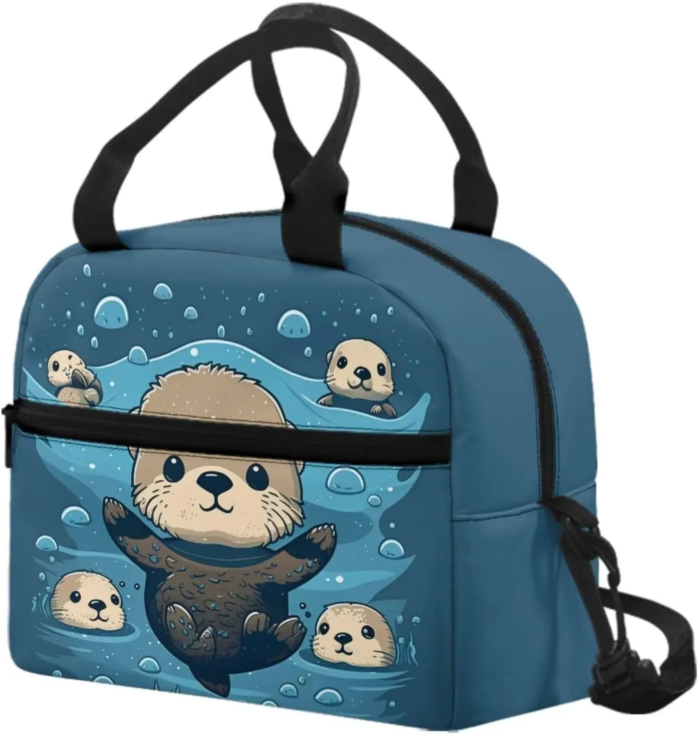Sea Otter Lunch Bag for Girls Boys Kids 6-8 8-10 Insulated Lunch Bags Handy Tote Lunch Box Shoulder Handbag Meal Prep Organizer for Women Men Workout Office School Picnic