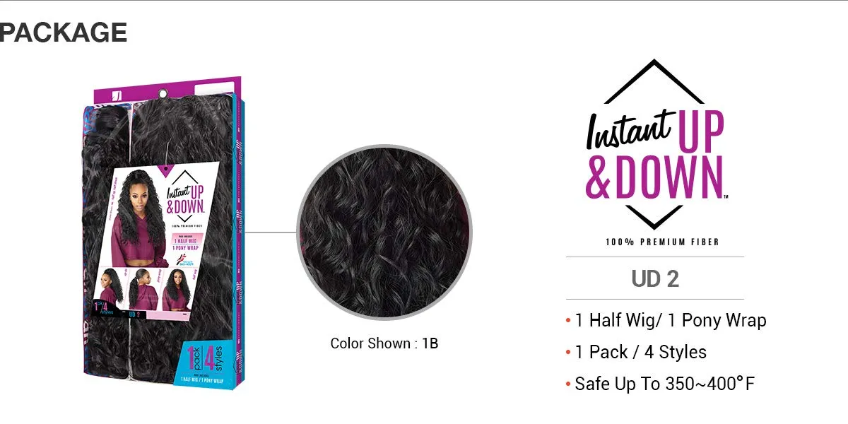Sensationnel Instant Updown Halfwig Pony - Iud 2 4 Style in 1 Half Wig And Pony Drawstring (2 DARKBROWN)