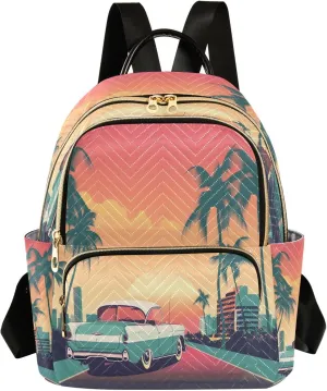 senya Sunrise in Miami Beach Women Backpack Purse Travel Daypack Shoulder Bag