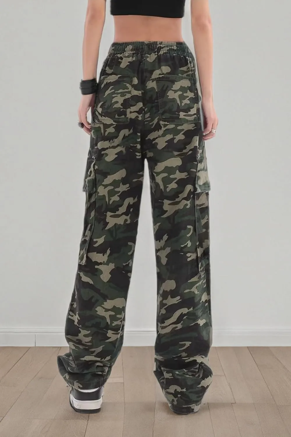 SESERAGI Cargo Pants Women Baggy Streetwear Y2K Drawstring Trousers Wide Leg Pants