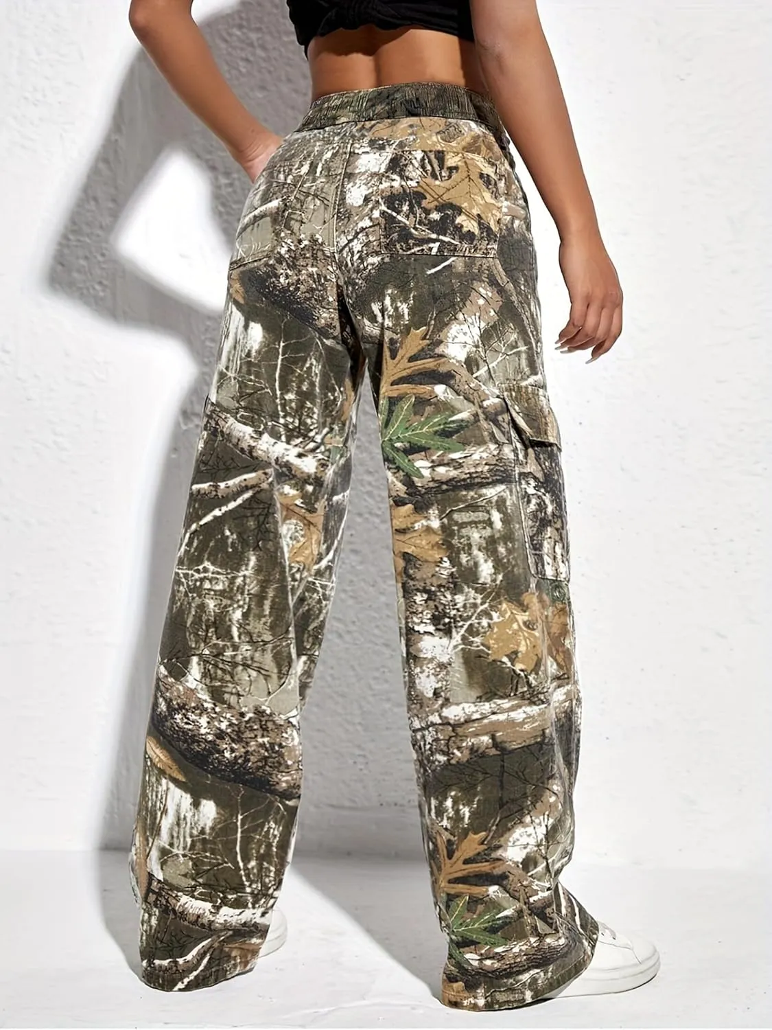 SESERAGI Cargo Pants Women Baggy Streetwear Y2K Drawstring Trousers Wide Leg Pants