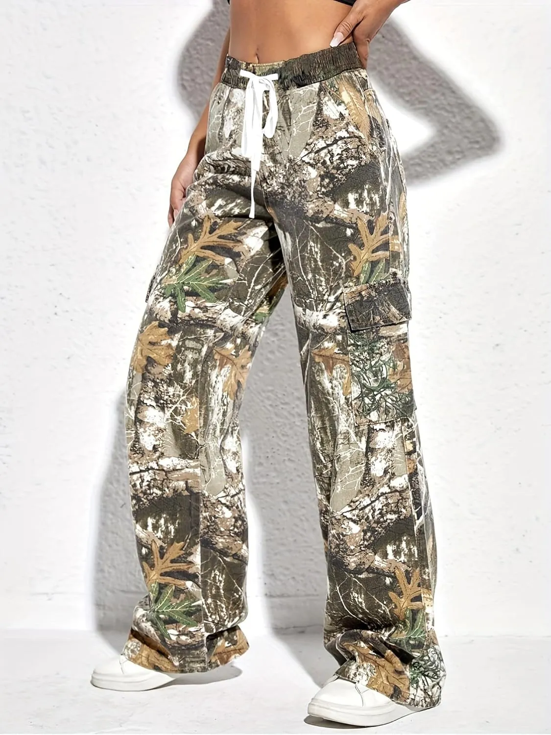 SESERAGI Cargo Pants Women Baggy Streetwear Y2K Drawstring Trousers Wide Leg Pants