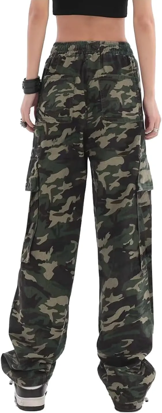 SESERAGI Cargo Pants Women Baggy Streetwear Y2K Drawstring Trousers Wide Leg Pants