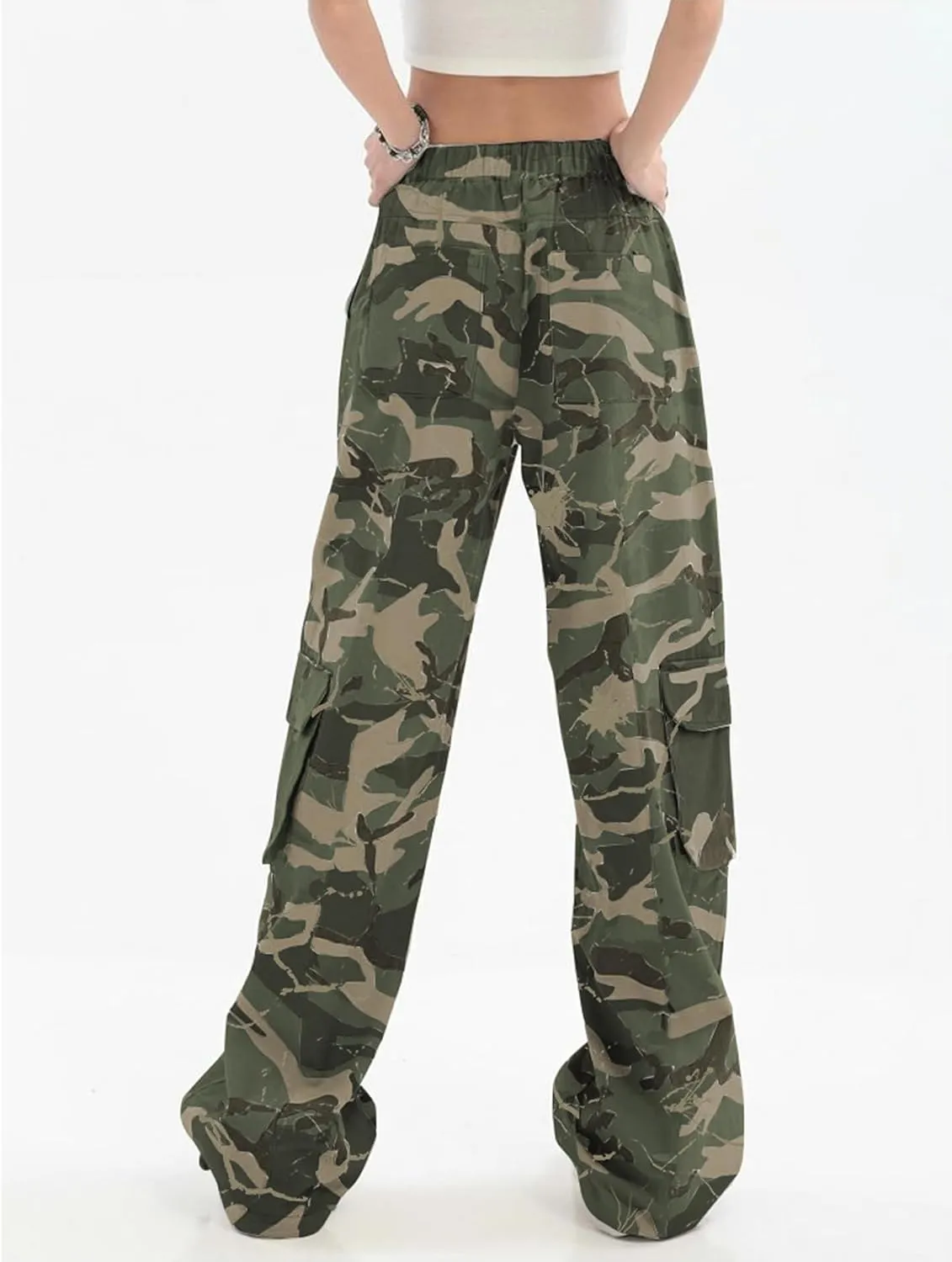 SESERAGI Cargo Pants Women Baggy Streetwear Y2K Drawstring Trousers Wide Leg Pants