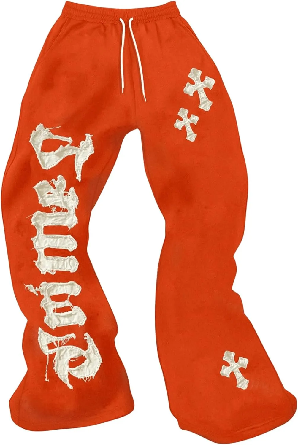 SHENHE Men's Graphic Cross Print Flare Sweatpants Drawstring Gothic Y2k Casual Pants