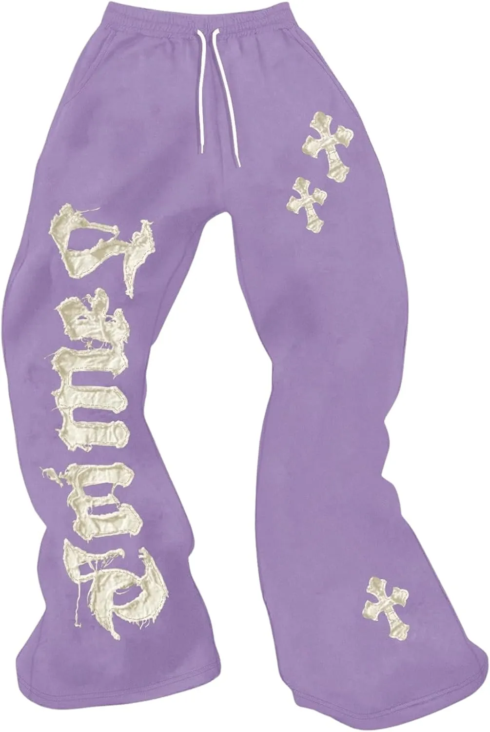 SHENHE Men's Graphic Cross Print Flare Sweatpants Drawstring Gothic Y2k Casual Pants