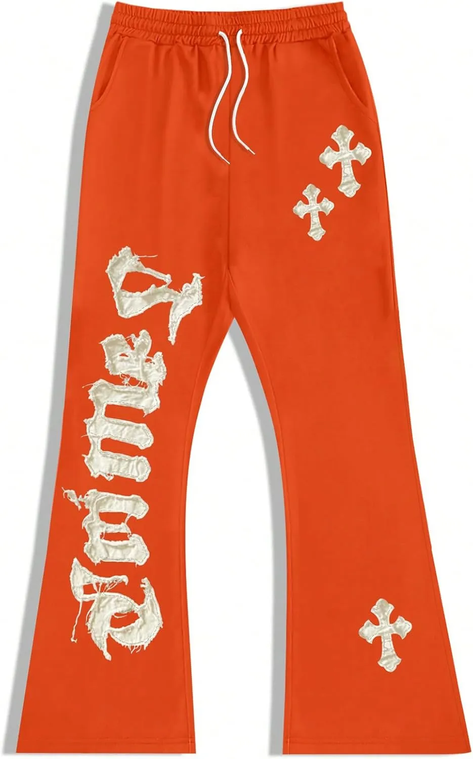 SHENHE Men's Graphic Cross Print Flare Sweatpants Drawstring Gothic Y2k Casual Pants