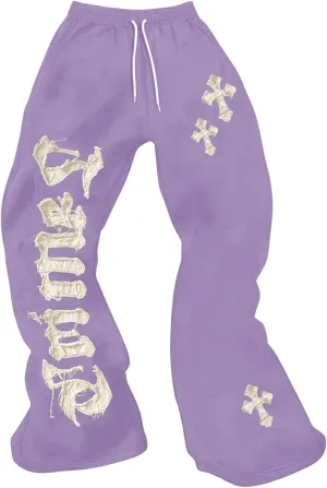 SHENHE Men's Graphic Cross Print Flare Sweatpants Drawstring Gothic Y2k Casual Pants