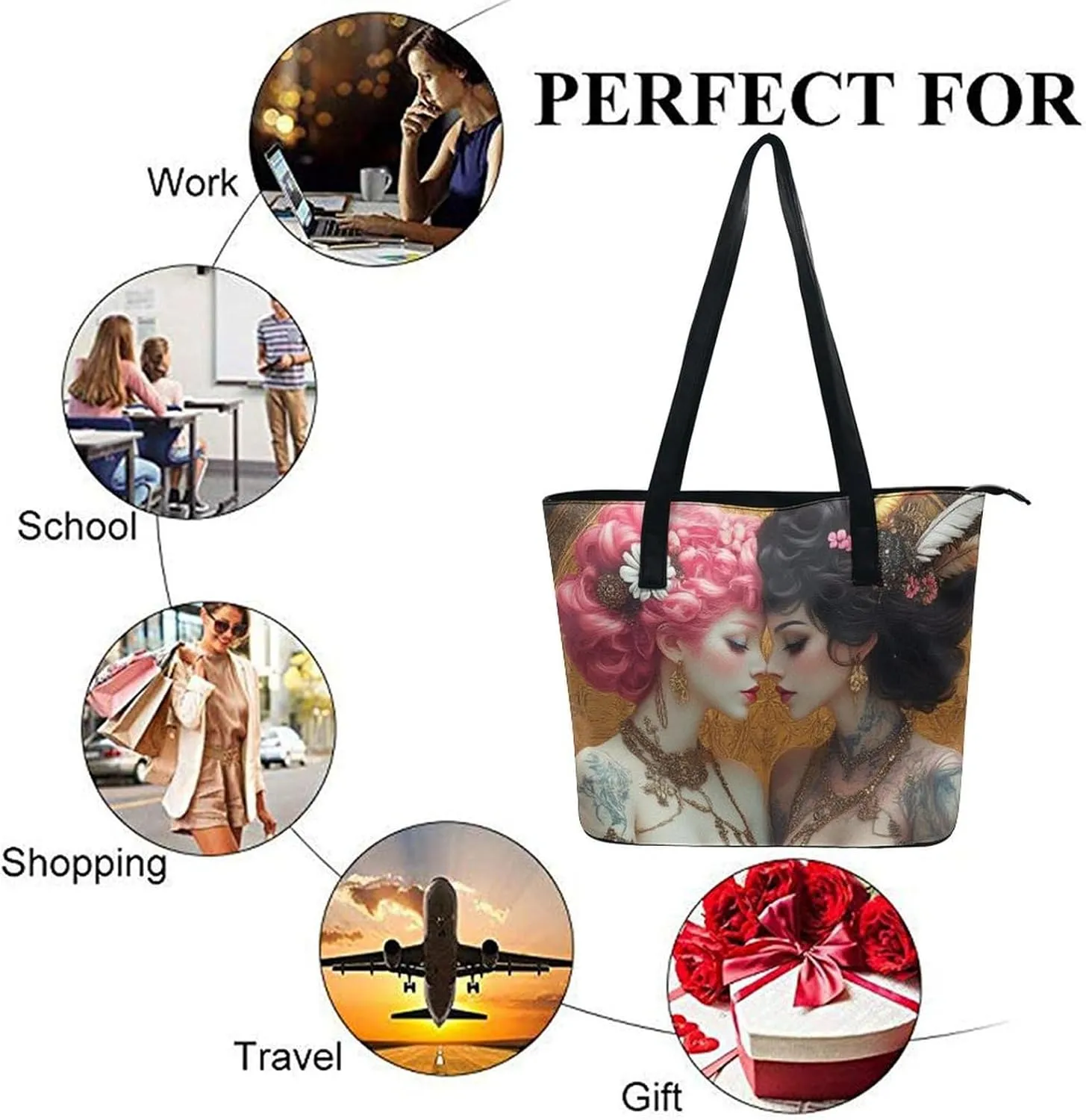 Shopping Bag Work Tote Shoulder Bag for Womens