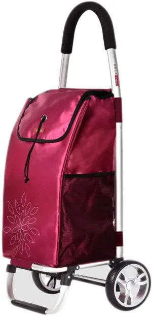 Shopping Cart 55L Aluminum Alloy Shopping Cart Oxford Cloth Folding Portable Brake Rider Push Luggage Cart 36 46.5 100CM Grocery Cart