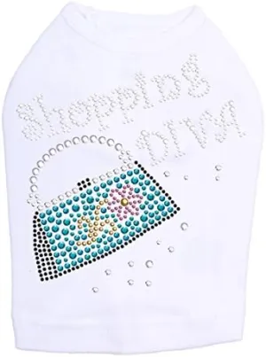 Shopping Diva with Handbag Dog Shirt M White