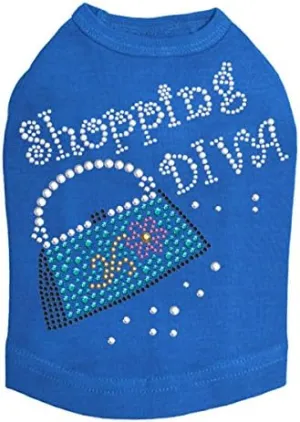Shopping Diva with Handbag Dog Shirt XL Royal Blue