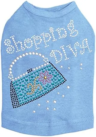 Shopping Diva with Handbag Dog Shirt XS Blue