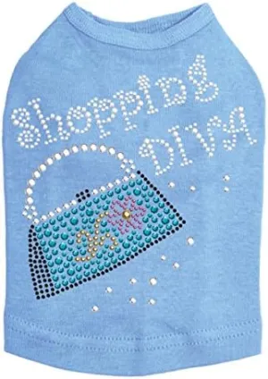 Shopping Diva with Handbag Dog Shirt XS Blue