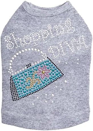 Shopping Diva with Handbag Dog Shirt XXS Gray