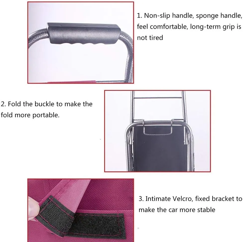 Shopping Trolleys, Lightweight Stair Climbing Foldable Shopping Travel Grocery Cart,Suitcase Luggage Wheel, Oxford Cloth Shopping Bag Cart Capacity