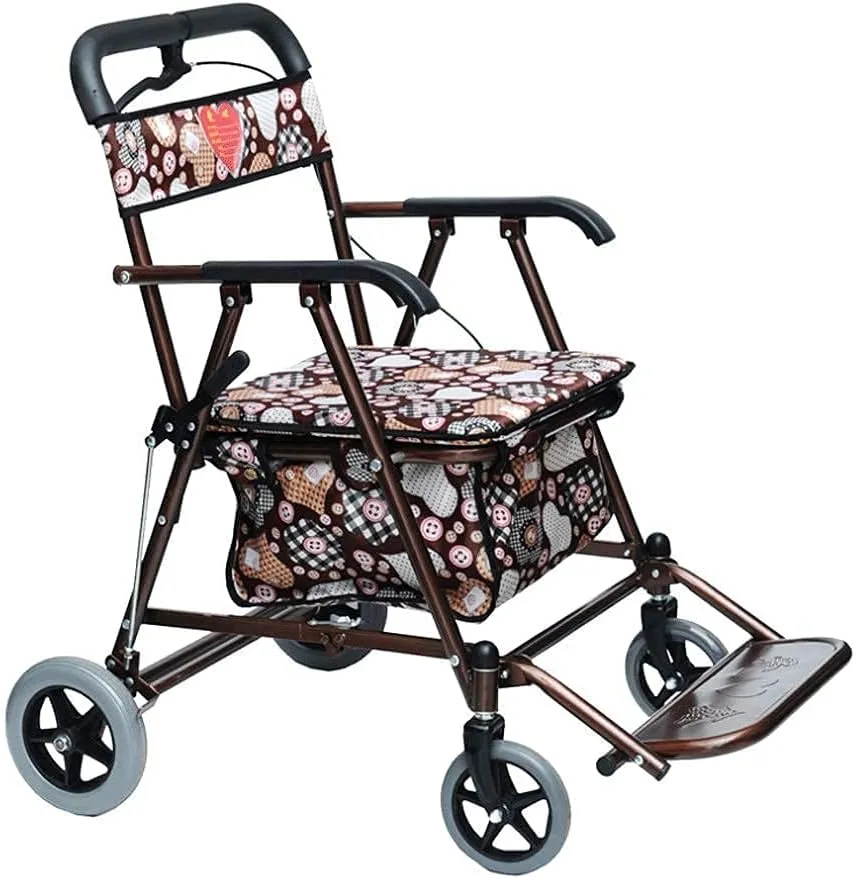 Shopping Trolley,Shopping Trolley on Wheels Multi Function s,Kitchen Storage Utility-Carts Widening Portable and Comfortable Walker Four-Wheeled Elderly Walking Assist Shopping Trol